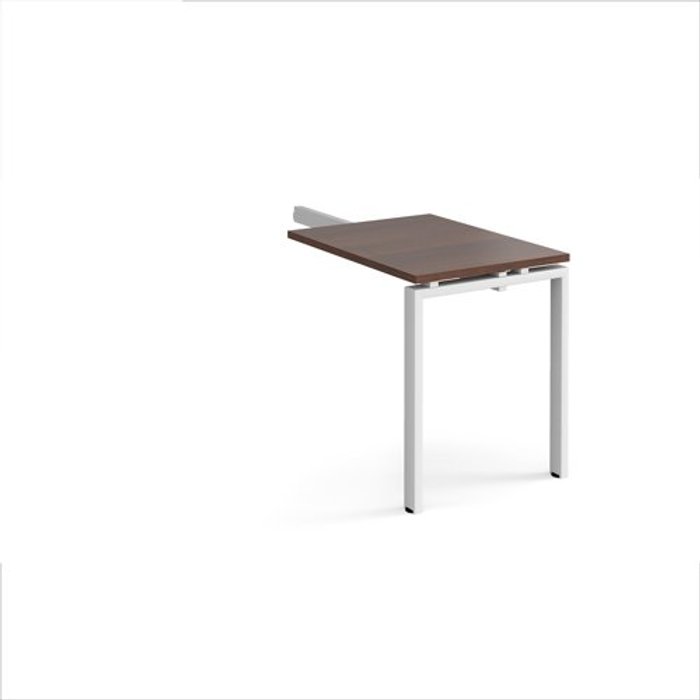 Office Monster | Adapt Adapt add on unit single return desk 800mm x 600mm - white frame, walnut top Adapt Adapt add on unit single return desk 800mm x 600mm - white frame, walnut top