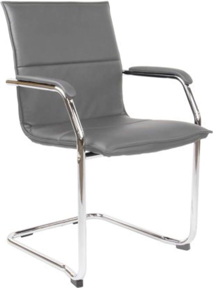 Office Monster | Essen Essen stackable meeting room cantilever chair - grey faux leather Essen Essen stackable meeting room cantilever chair - grey faux leather