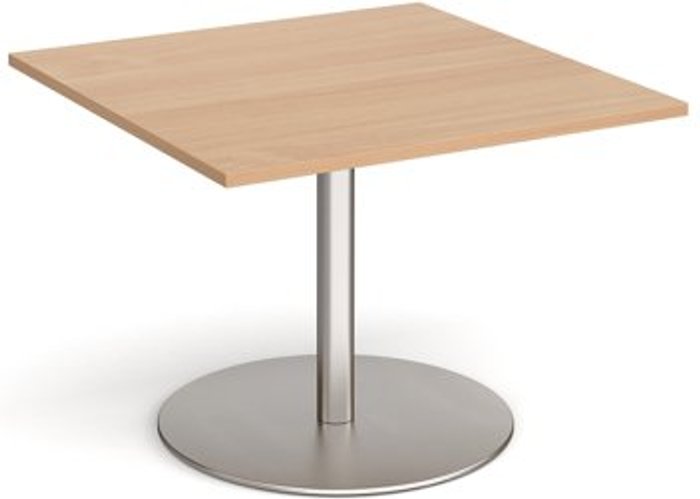 Office Monster | Eternal Eternal square extension table 1000mm x 1000mm - brushed steel base, beech top Eternal Eternal square extension table 1000mm x 1000mm - brushed steel base, beech top