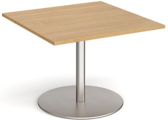 Office Monster | Eternal Eternal square extension table 1000mm x 1000mm - brushed steel base, oak top (Made-to-order 4 - 6 week lead time) Eternal Eternal square extension table 1000mm x 1000mm - brushed steel base, oak top (Made-to-order 4 - 6 week lead time)
