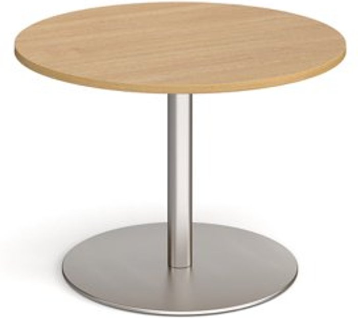 Office Monster | Eternal Eternal circular boardroom table 1000mm - brushed steel base, oak top (Made-to-order 4 - 6 week lead time) Eternal Eternal circular boardroom table 1000mm - brushed steel base, oak top (Made-to-order 4 - 6 week lead time)