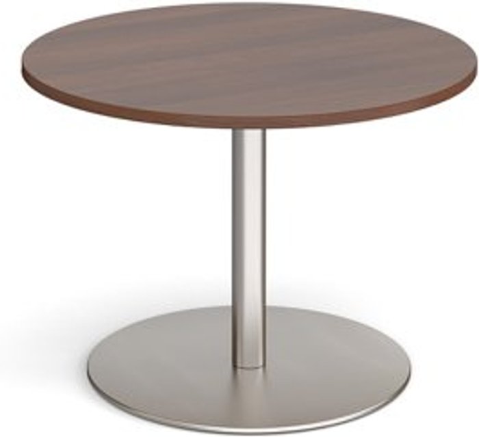 Office Monster | Eternal Eternal circular boardroom table 1000mm - brushed steel base, walnut top (Made-to-order 4 - 6 week lead time) Eternal Eternal circular boardroom table 1000mm - brushed steel base, walnut top (Made-to-order 4 - 6 week lead time)
