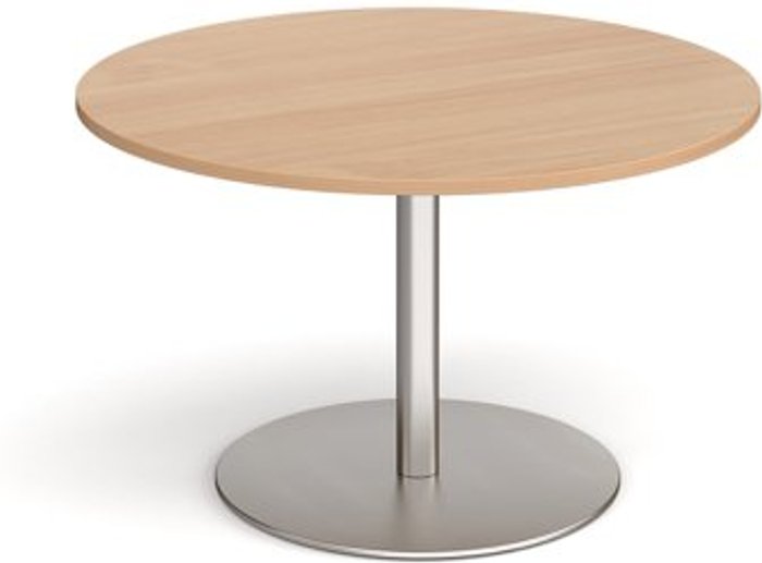 Office Monster | Eternal Eternal circular boardroom table 1200mm - brushed steel base, beech top Eternal Eternal circular boardroom table 1200mm - brushed steel base, beech top