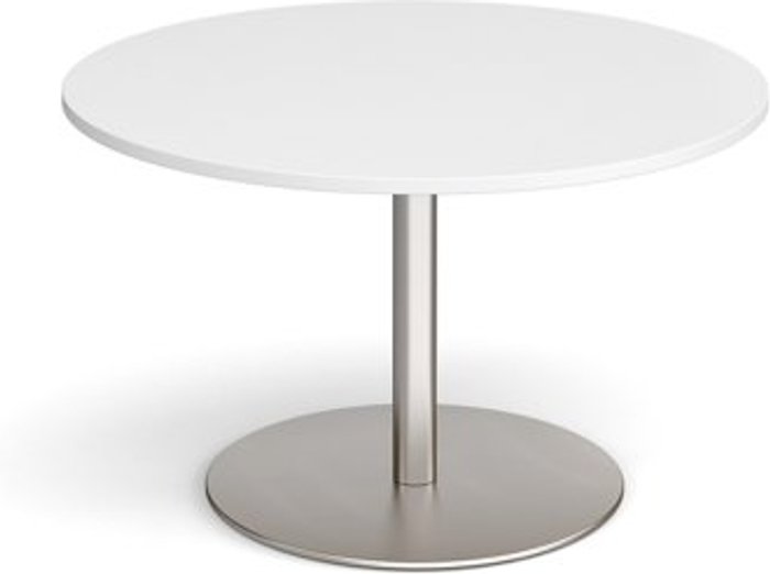 Office Monster | Eternal Eternal circular boardroom table 1200mm - brushed steel base, white top Eternal Eternal circular boardroom table 1200mm - brushed steel base, white top