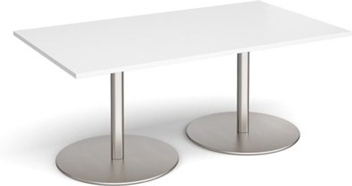 Office Monster | Eternal Eternal rectangular boardroom table 1800mm x 1000mm - brushed steel base, white top Eternal Eternal rectangular boardroom table 1800mm x 1000mm - brushed steel base, white top