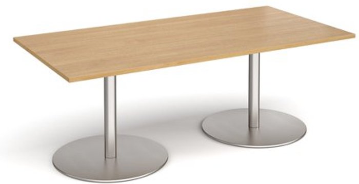 Office Monster | Eternal Eternal rectangular boardroom table 2000mm x 1000mm - brushed steel base, oak top Eternal Eternal rectangular boardroom table 2000mm x 1000mm - brushed steel base, oak top