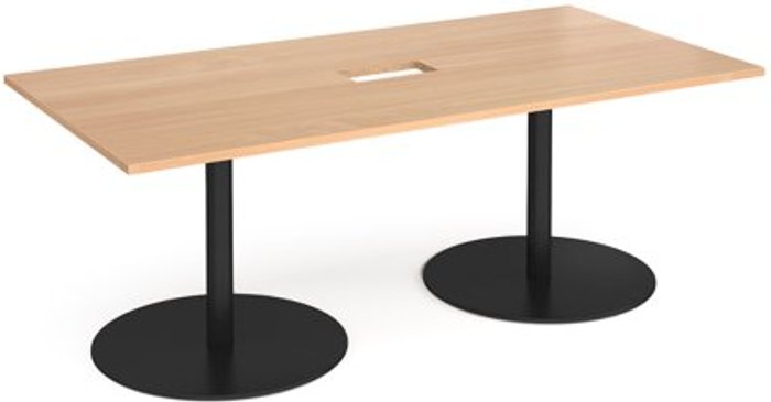 Office Monster | Eternal Eternal rectangular boardroom table 2000mm x 1000mm with central cutout 272mm x 132mm - black base, beech top Eternal Eternal rectangular boardroom table 2000mm x 1000mm with central cutout 272mm x 132mm - black base, beech top