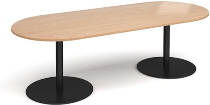 Office Monster | Eternal Eternal radial end boardroom table 2400mm x 1000mm - black base, beech top Eternal Eternal radial end boardroom table 2400mm x 1000mm - black base, beech top