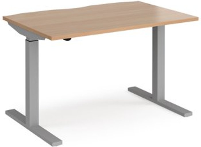 Office Monster | Elev8 Height Adjustable Desk | Rectangular Desk 1200mm | Beech Tops With Silver Frames | 800mm Depth | Elev8 Mono Elev8 Height Adjustable Desk | Rectangular Desk 1200mm | Beech Tops With Silver Frames | 800mm Depth | Elev8 Mono