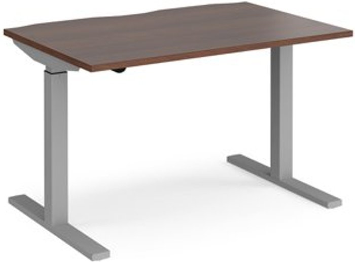 Office Monster | Elev8 Height Adjustable Desk | Rectangular Desk 1200mm | Walnut Tops With Silver Frames | 800mm Depth | Elev8 Mono Elev8 Height Adjustable Desk | Rectangular Desk 1200mm | Walnut Tops With Silver Frames | 800mm Depth | Elev8 Mono