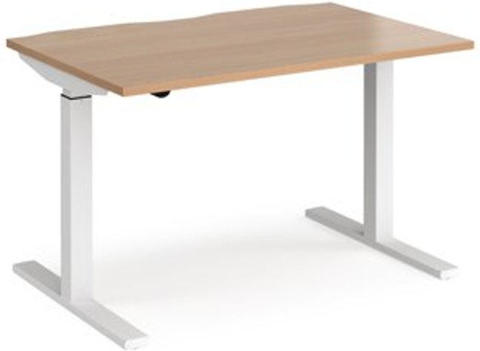 Office Monster | Elev8 Height Adjustable Desk | Rectangular Desk 1200mm | Beech Tops With White Frames | 800mm Depth | Elev8 Mono Elev8 Height Adjustable Desk | Rectangular Desk 1200mm | Beech Tops With White Frames | 800mm Depth | Elev8 Mono