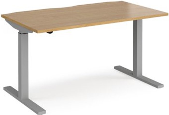 Office Monster | Elev8 Height Adjustable Desk | Rectangular Desk 1400mm | Oak Tops With Silver Frames | 800mm Depth | Elev8 Mono Elev8 Height Adjustable Desk | Rectangular Desk 1400mm | Oak Tops With Silver Frames | 800mm Depth | Elev8 Mono