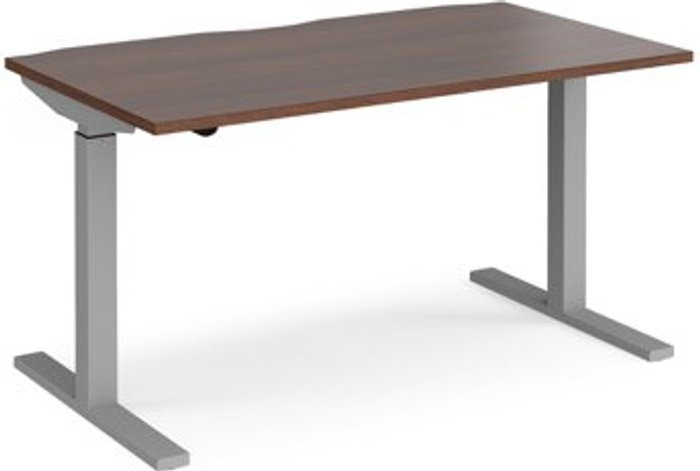 Office Monster | Elev8 Height Adjustable Desk | Rectangular Desk 1400mm | Walnut Tops With Silver Frames | 800mm Depth | Elev8 Mono Elev8 Height Adjustable Desk | Rectangular Desk 1400mm | Walnut Tops With Silver Frames | 800mm Depth | Elev8 Mono