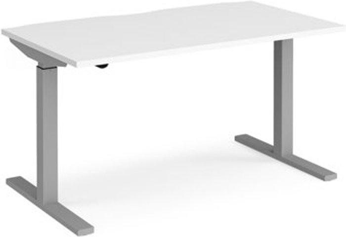 Office Monster | Elev8 Height Adjustable Desk | Rectangular Desk 1400mm | White Tops With Silver Frames | 800mm Depth | Elev8 Mono Elev8 Height Adjustable Desk | Rectangular Desk 1400mm | White Tops With Silver Frames | 800mm Depth | Elev8 Mono