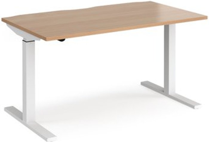 Office Monster | Elev8 Height Adjustable Desk | Rectangular Desk 1400mm | Beech Tops With White Frames | 800mm Depth | Elev8 Mono Elev8 Height Adjustable Desk | Rectangular Desk 1400mm | Beech Tops With White Frames | 800mm Depth | Elev8 Mono