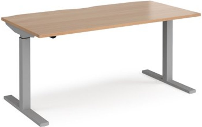 Office Monster | Elev8 Height Adjustable Desk | Rectangular Desk 1600mm | Beech Tops With Silver Frames | 800mm Depth | Elev8 Mono Elev8 Height Adjustable Desk | Rectangular Desk 1600mm | Beech Tops With Silver Frames | 800mm Depth | Elev8 Mono