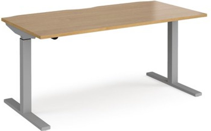 Office Monster | Elev8 Height Adjustable Desk | Rectangular Desk 1600mm | Oak Tops With Silver Frames | 800mm Depth | Elev8 Mono Elev8 Height Adjustable Desk | Rectangular Desk 1600mm | Oak Tops With Silver Frames | 800mm Depth | Elev8 Mono