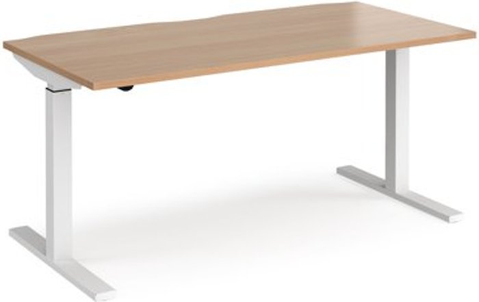 Office Monster | Elev8 Height Adjustable Desk | Rectangular Desk 1600mm | Beech Tops With White Frames | 800mm Depth | Elev8 Mono Elev8 Height Adjustable Desk | Rectangular Desk 1600mm | Beech Tops With White Frames | 800mm Depth | Elev8 Mono