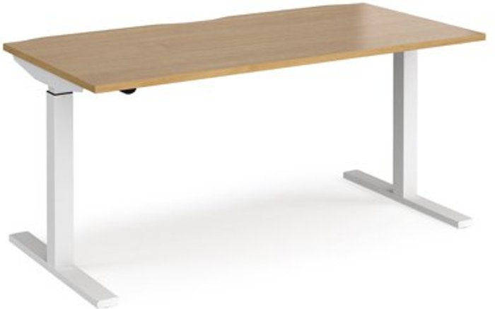 Office Monster | Elev8 Height Adjustable Desk | Rectangular Desk 1600mm | Oak Tops With White Frames | 800mm Depth | Elev8 Mono Elev8 Height Adjustable Desk | Rectangular Desk 1600mm | Oak Tops With White Frames | 800mm Depth | Elev8 Mono