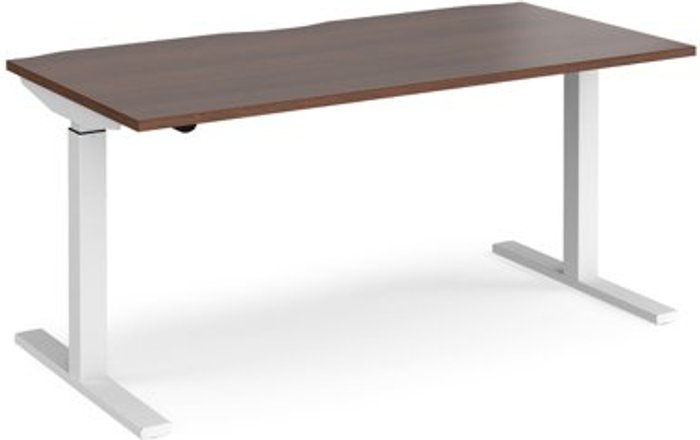 Office Monster | Elev8 Height Adjustable Desk | Rectangular Desk 1600mm | Walnut Tops With White Frames | 800mm Depth | Elev8 Mono Elev8 Height Adjustable Desk | Rectangular Desk 1600mm | Walnut Tops With White Frames | 800mm Depth | Elev8 Mono