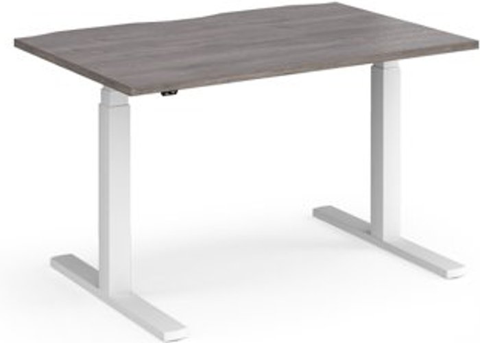 Office Monster | Elev8 Elev8 Touch straight sit-stand desk 1200mm x 800mm - white frame, grey oak top Elev8 Elev8 Touch straight sit-stand desk 1200mm x 800mm - white frame, grey oak top