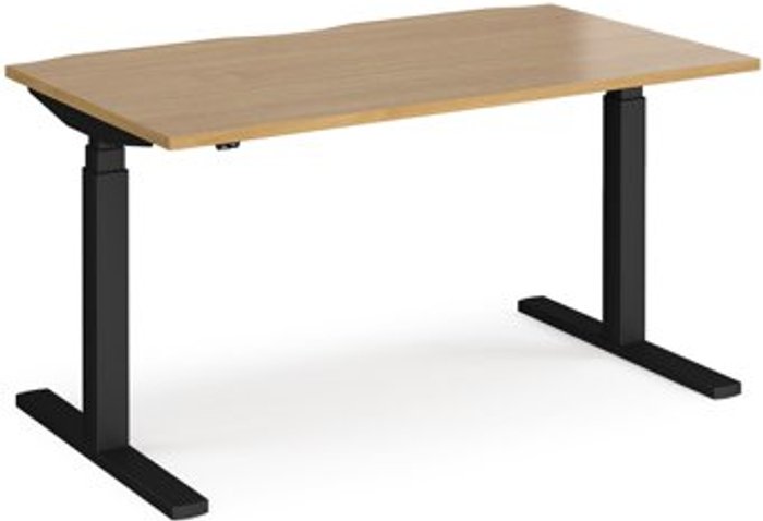 Office Monster | Elev8 Height Adjustable Desk | Rectangular Desk 1400mm | Oak Tops With Black Frames | Elev8 Touch Elev8 Height Adjustable Desk | Rectangular Desk 1400mm | Oak Tops With Black Frames | Elev8 Touch