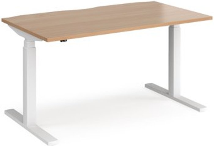 Office Monster | Elev8 Height Adjustable Desk | Rectangular Desk 1400mm | Beech Tops With White Frames | 800mm Depth | Elev8 Touch Elev8 Height Adjustable Desk | Rectangular Desk 1400mm | Beech Tops With White Frames | 800mm Depth | Elev8 Touch