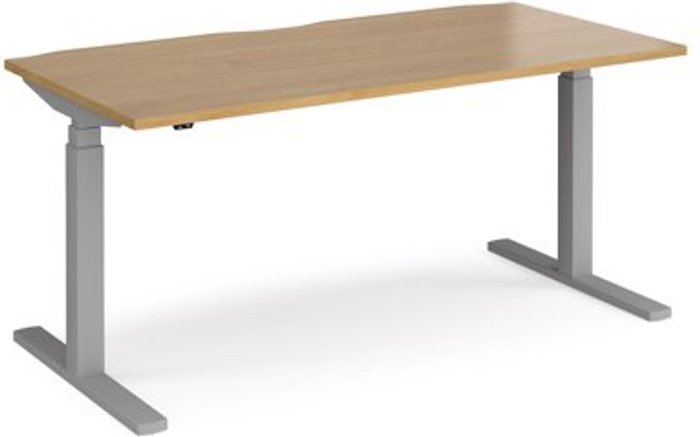 Office Monster | Elev8 Height Adjustable Desk | Rectangular Desk 1600mm | Oak Tops With Silver Frames | 800mm Depth | Elev8 Touch Elev8 Height Adjustable Desk | Rectangular Desk 1600mm | Oak Tops With Silver Frames | 800mm Depth | Elev8 Touch