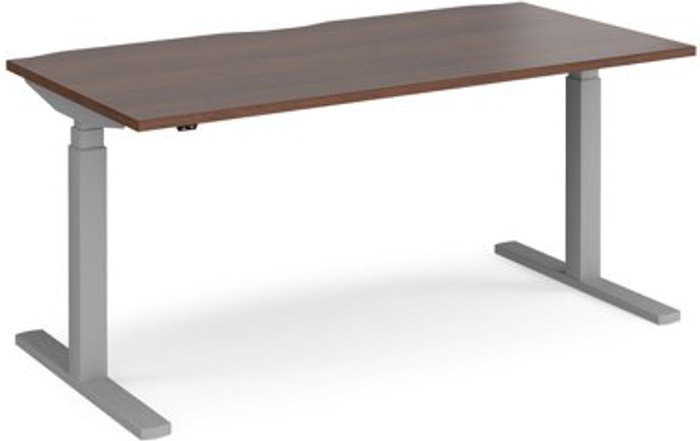 Office Monster | Elev8 Height Adjustable Desk | Rectangular Desk 1600mm | Walnut Tops With Silver Frames | 800mm Depth | Elev8 Touch Elev8 Height Adjustable Desk | Rectangular Desk 1600mm | Walnut Tops With Silver Frames | 800mm Depth | Elev8 Touch
