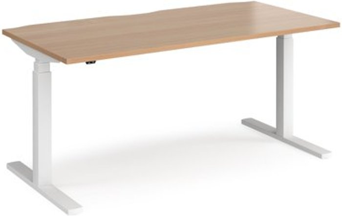 Office Monster | Elev8 Height Adjustable Desk | Rectangular Desk 1600mm | Beech Tops With White Frames | 800mm Depth | Elev8 Touch Elev8 Height Adjustable Desk | Rectangular Desk 1600mm | Beech Tops With White Frames | 800mm Depth | Elev8 Touch