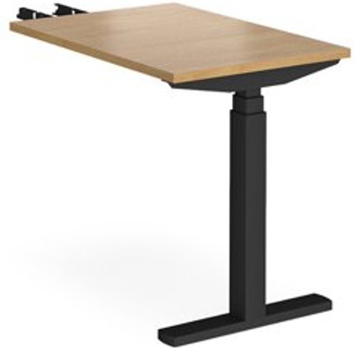 Office Monster | Elev8 Height Adjustable Desk | Rectangular Desk With Return 600mm | Oak Tops With Black Frames | Elev8 Touch Elev8 Height Adjustable Desk | Rectangular Desk With Return 600mm | Oak Tops With Black Frames | Elev8 Touch