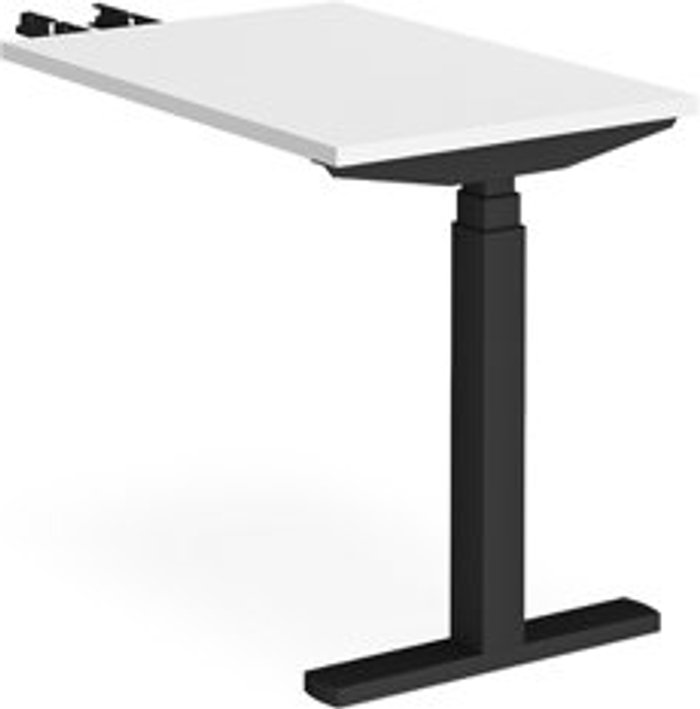 Office Monster | Elev8 Height Adjustable Desk | Rectangular Desk With Return 600mm | White Tops With Black Frames | Elev8 Touch Elev8 Height Adjustable Desk | Rectangular Desk With Return 600mm | White Tops With Black Frames | Elev8 Touch