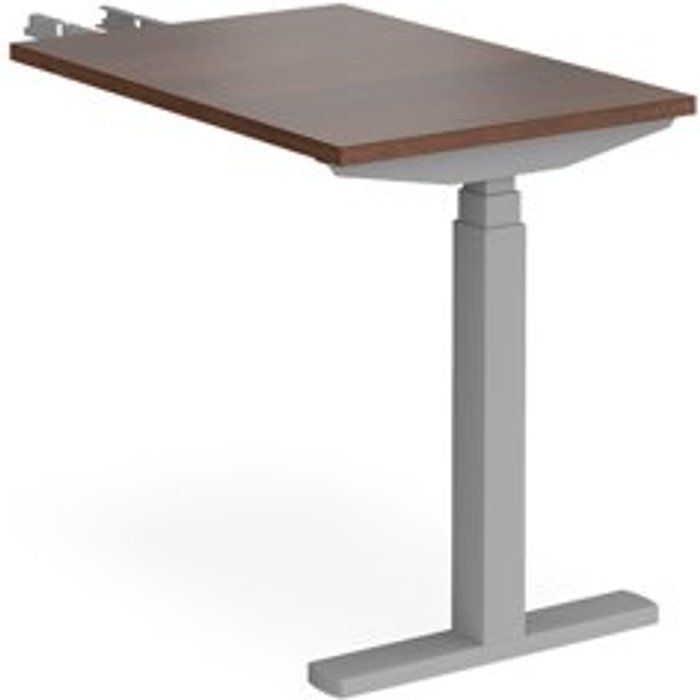 Office Monster | Elev8 Height Adjustable Desk | Rectangular Desk With Return 600mm | Walnut Tops With Silver Frames | Elev8 Touch Elev8 Height Adjustable Desk | Rectangular Desk With Return 600mm | Walnut Tops With Silver Frames | Elev8 Touch