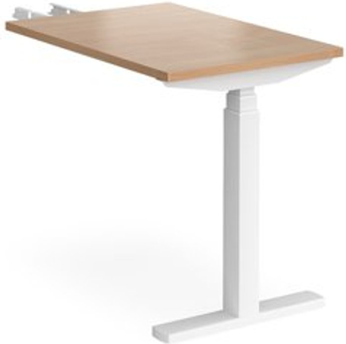 Office Monster | Elev8 Height Adjustable Desk | Rectangular Desk With Return 600mm | Beech Tops With White Frames | Elev8 Touch Elev8 Height Adjustable Desk | Rectangular Desk With Return 600mm | Beech Tops With White Frames | Elev8 Touch