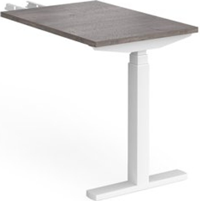 Office Monster | Elev8 Elev8 Touch sit-stand return desk 600mm x 800mm - white frame, grey oak top Elev8 Elev8 Touch sit-stand return desk 600mm x 800mm - white frame, grey oak top