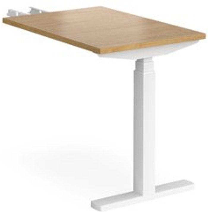 Office Monster | Elev8 Height Adjustable Desk | Rectangular Desk With Return 600mm | Oak Tops With White Frames | Elev8 Touch Elev8 Height Adjustable Desk | Rectangular Desk With Return 600mm | Oak Tops With White Frames | Elev8 Touch