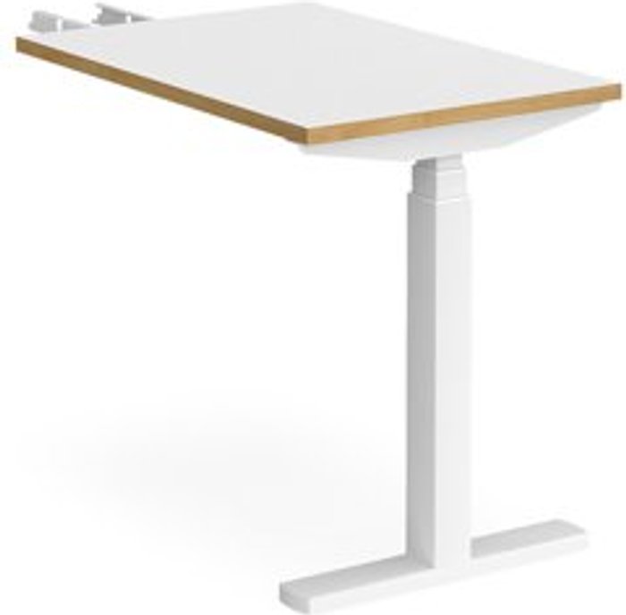 Office Monster | Elev8 Height Adjustable Desk | Rectangular Desk With Return 600mm | White/Oak Tops With White Frames | Elev8 Touch Elev8 Height Adjustable Desk | Rectangular Desk With Return 600mm | White/Oak Tops With White Frames | Elev8 Touch