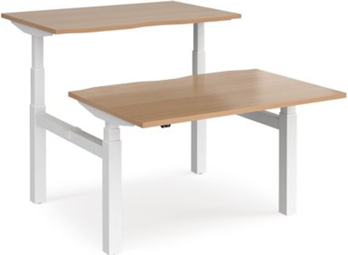 Office Monster | Elev8 Height Adjustable Desk | Back To Back Rectangular Desks 1200mm | Beech Tops With White Frames | Elev8 Touch Elev8 Height Adjustable Desk | Back To Back Rectangular Desks 1200mm | Beech Tops With White Frames | Elev8 Touch