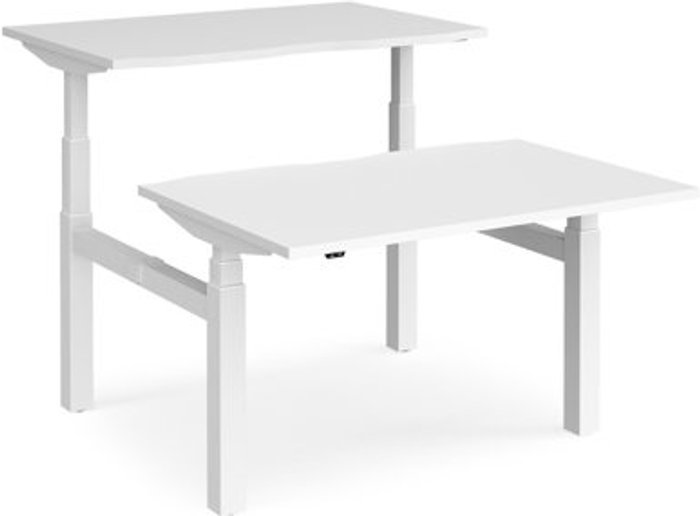 Office Monster | Elev8 Height Adjustable Desk | Back To Back Rectangular Desks 1200mm | White Tops With White Frames | Elev8 Touch Elev8 Height Adjustable Desk | Back To Back Rectangular Desks 1200mm | White Tops With White Frames | Elev8 Touch