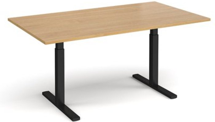 Office Monster | Elev8 Elev8 Touch boardroom table 1800mm x 1000mm - black frame, oak top Elev8 Elev8 Touch boardroom table 1800mm x 1000mm - black frame, oak top