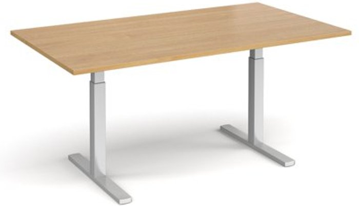 Office Monster | Elev8 Elev8 Touch boardroom table 1800mm x 1000mm - silver frame, oak top Elev8 Elev8 Touch boardroom table 1800mm x 1000mm - silver frame, oak top