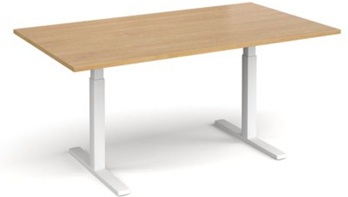 Office Monster | Elev8 Elev8 Touch boardroom table 1800mm x 1000mm - white frame, oak top Elev8 Elev8 Touch boardroom table 1800mm x 1000mm - white frame, oak top
