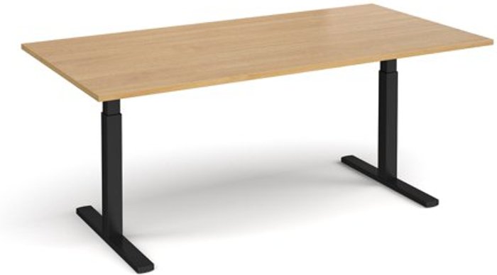 Office Monster | Elev8 Elev8 Touch boardroom table 2000mm x 1000mm - black frame, oak top Elev8 Elev8 Touch boardroom table 2000mm x 1000mm - black frame, oak top
