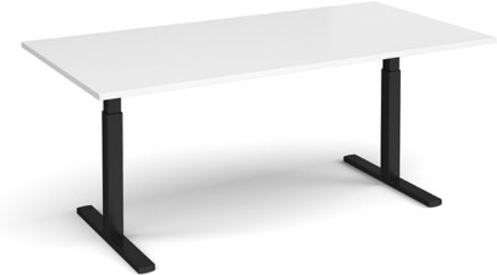 Office Monster | Elev8 Elev8 Touch boardroom table 2000mm x 1000mm - black frame, white top Elev8 Elev8 Touch boardroom table 2000mm x 1000mm - black frame, white top