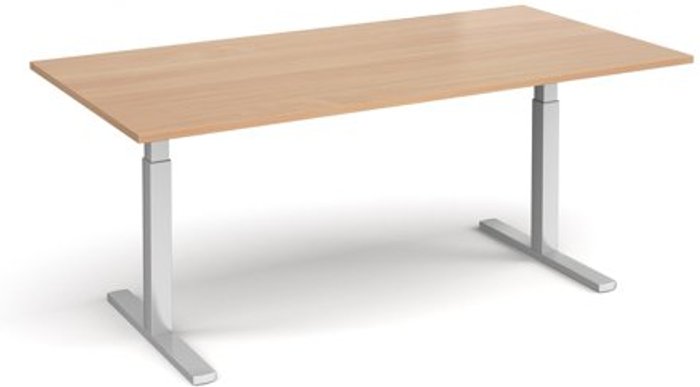 Office Monster | Elev8 Elev8 Touch boardroom table 2000mm x 1000mm - silver frame, beech top Elev8 Elev8 Touch boardroom table 2000mm x 1000mm - silver frame, beech top
