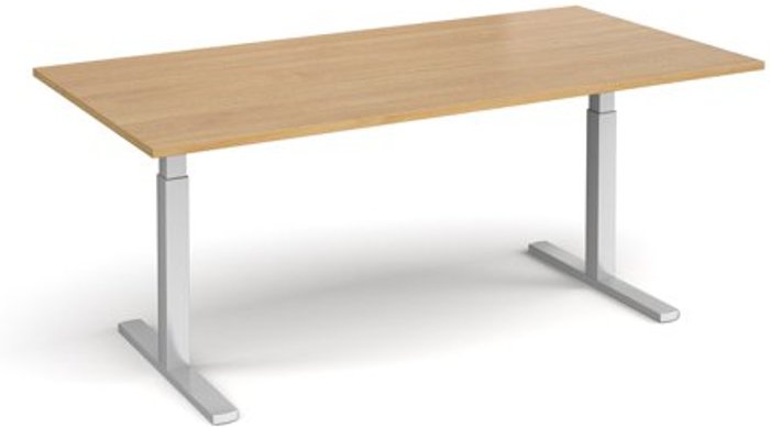 Office Monster | Elev8 Elev8 Touch boardroom table 2000mm x 1000mm - silver frame, oak top Elev8 Elev8 Touch boardroom table 2000mm x 1000mm - silver frame, oak top