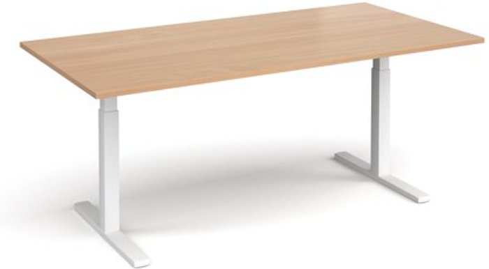 Office Monster | Elev8 Elev8 Touch boardroom table 2000mm x 1000mm - white frame, beech top Elev8 Elev8 Touch boardroom table 2000mm x 1000mm - white frame, beech top