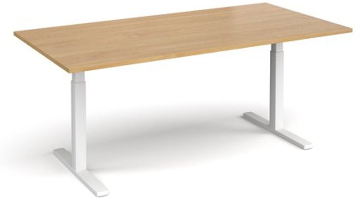 Office Monster | Elev8 Elev8 Touch boardroom table 2000mm x 1000mm - white frame, oak top Elev8 Elev8 Touch boardroom table 2000mm x 1000mm - white frame, oak top