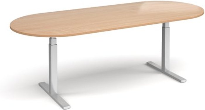 Office Monster | Elev8 Elev8 Touch radial end boardroom table 2400mm x 1000mm - silver frame, beech top Elev8 Elev8 Touch radial end boardroom table 2400mm x 1000mm - silver frame, beech top