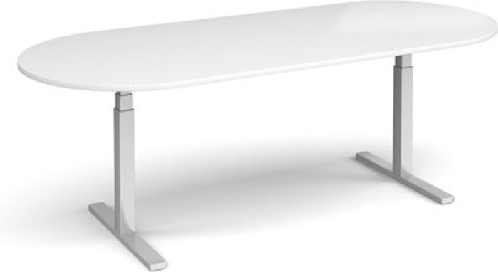 Office Monster | Elev8 Elev8 Touch radial end boardroom table 2400mm x 1000mm - silver frame, white top Elev8 Elev8 Touch radial end boardroom table 2400mm x 1000mm - silver frame, white top
